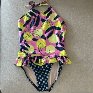 Tea Collection One Piece- Lemon Halter top- Swim Bathing Suit Size 10 Girls